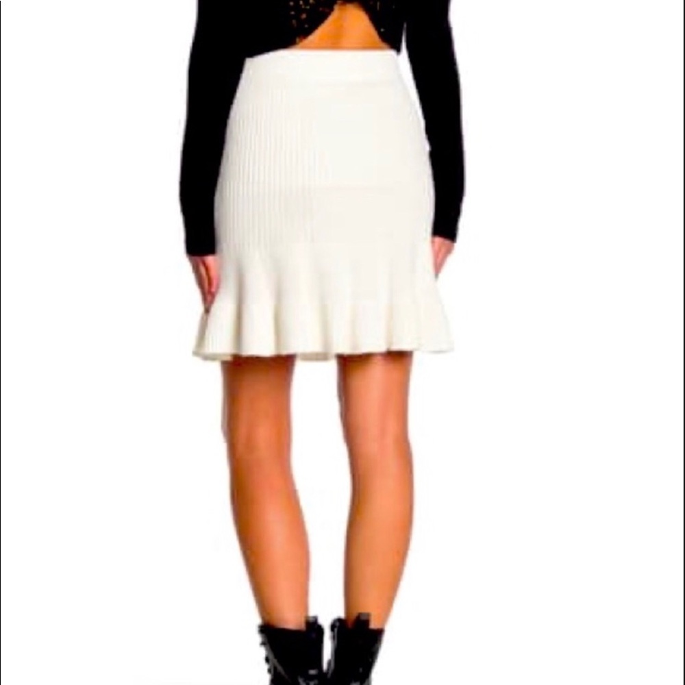 Free People Solid Gold Ribbed Cream Mini Skirt